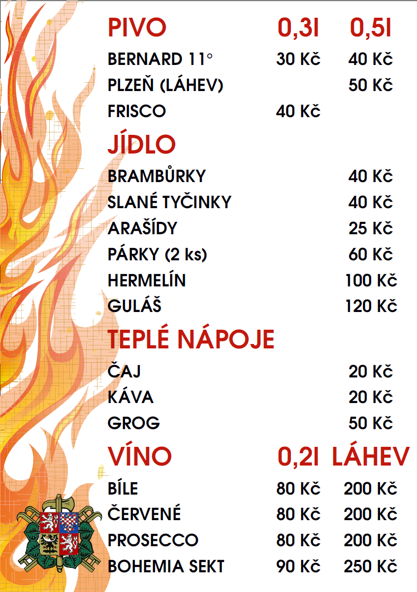 Nápojový lístek SDH Samšín