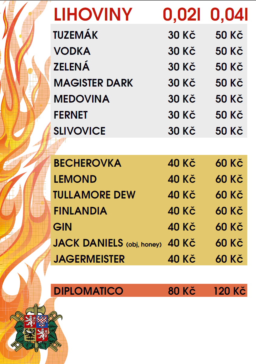 Nápojový lístek SDH Samšín