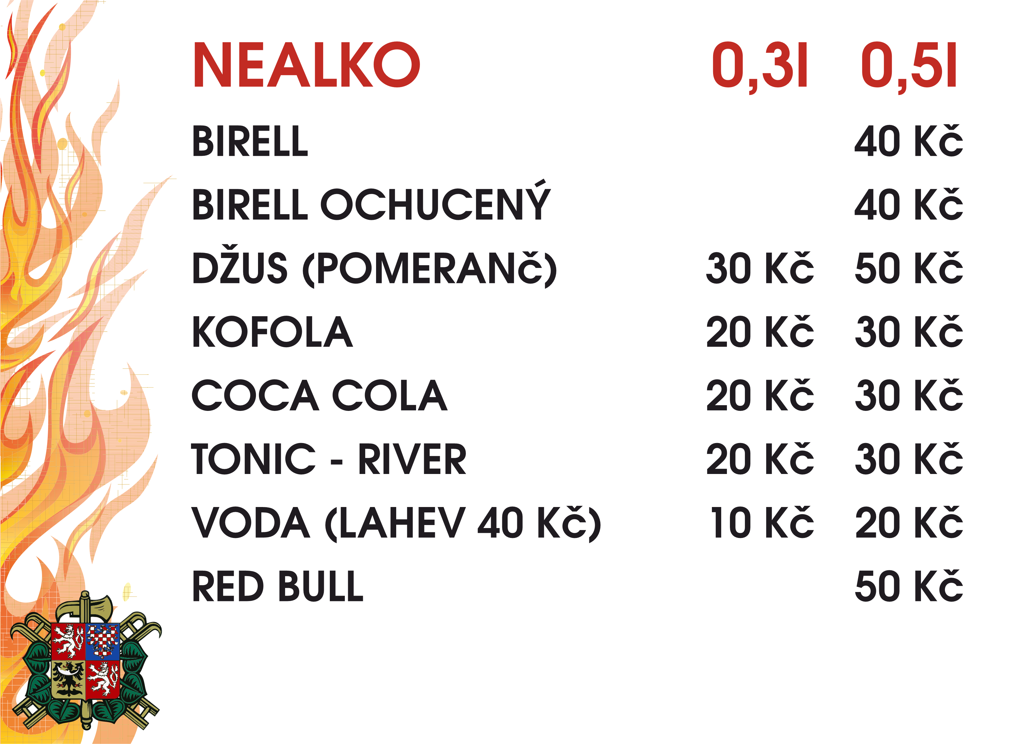Nápojový lístek SDH Samšín